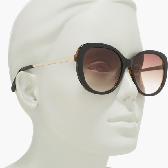 Kenneth Cole 56mm Cat Eye Sunglasses in Black/Gold/Gradient Brown NWT - Picture 3 of 7